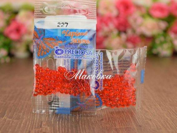 Бисер 5 гр Preciosa 227 разм. 6/0 прозрачный красный Бисер 5 гр Preciosa 227 разм. 6/0 прозрачный красный