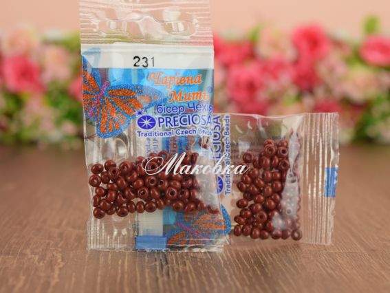 Бісер 5 гр Preciosa 231 разм. 6/0 непрозорий темно-червоний