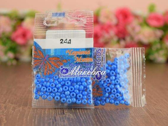 Бісер 5 гр Preciosa 244 разм. 6/0 непрозрачный голубой