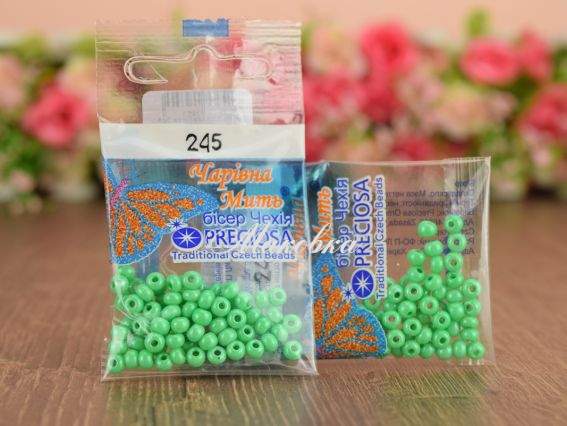 Бісер 5 гр Preciosa 245 розм. 6/0 непрозорий світло-зелений