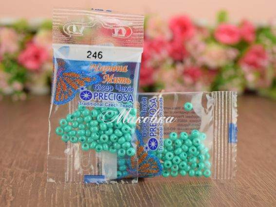 Бісер 5 гр Preciosa 246 разм. 6/0 непрозрачный зеленый