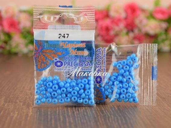 Бісер 5 гр Preciosa 247 разм. 6/0 непрозрачный бирюзовый