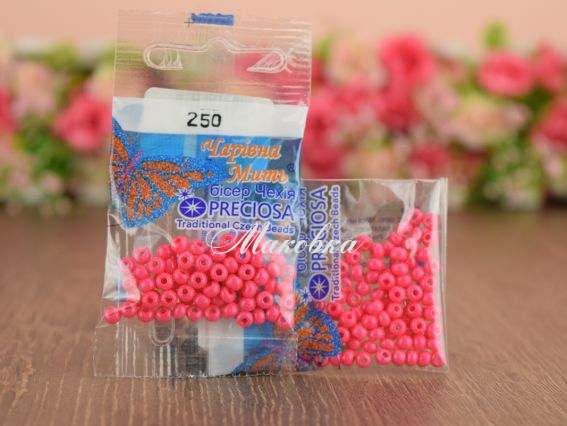 Бісер 5 гр Preciosa 250 розм. 6/0 непрозорий рожевий