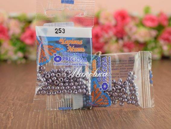 Бісер 5 гр Preciosa 253 разм. 6/0 непрозрачный блестящий сирень