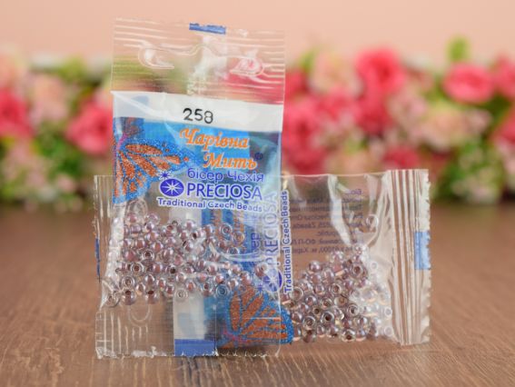 Бісер 5 гр Preciosa 258 разм. 6/0 прозрачный окрашен внутри кофейный