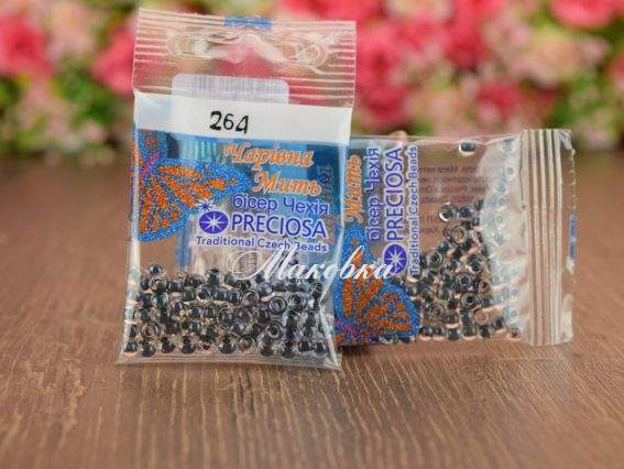 Бісер 5 гр Preciosa 264 разм. 6/0 прозрачный окрашен внутри  черный Бісер 5 гр Preciosa 264 разм. 6/0 прозрачный окрашен внутри  черный