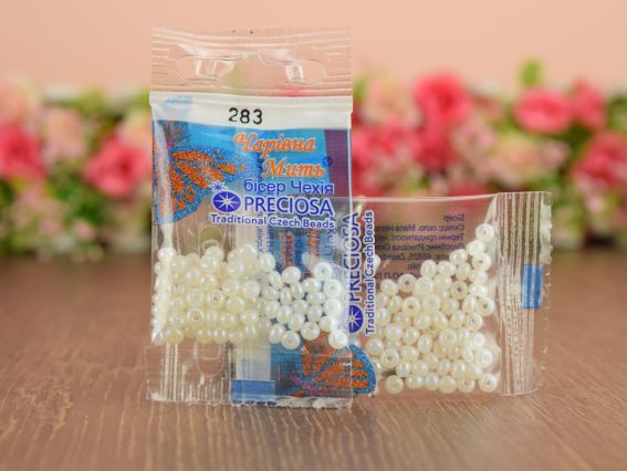 Бісер Preciosa 283 6/0 перламутровий молочний непрозорий 5 гр Бісер Preciosa 283 6/0 перламутровий молочний непрозорий 5 гр