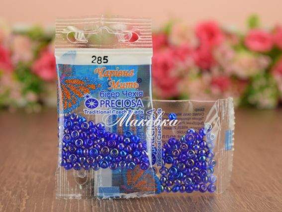 Бісер 5 гр Preciosa 285 разм. 6/0 прозрачный перламутровый синий