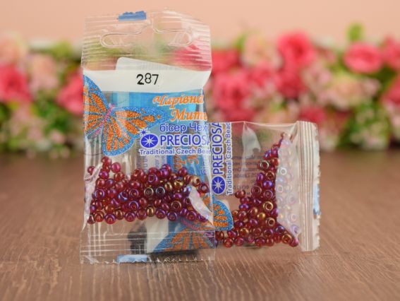 Бісер 5 гр Preciosa 287 разм. 6/0 прозрачный перламутр бордо