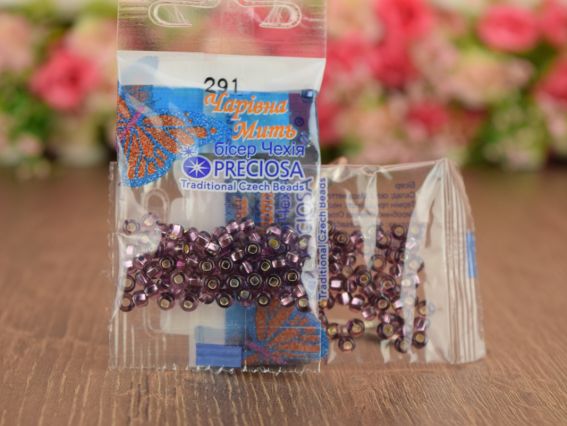 Бісер 5 гр Preciosa 291 разм. 6/0 прозрачный серебро баклажан