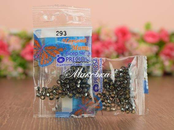 Бісер 5 гр Preciosa 293 разм. 6/0 прозорий срібло сірий