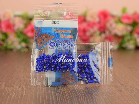 Бісер 5 гр Preciosa 300 разм. 6/0 прозрачный серебро синий