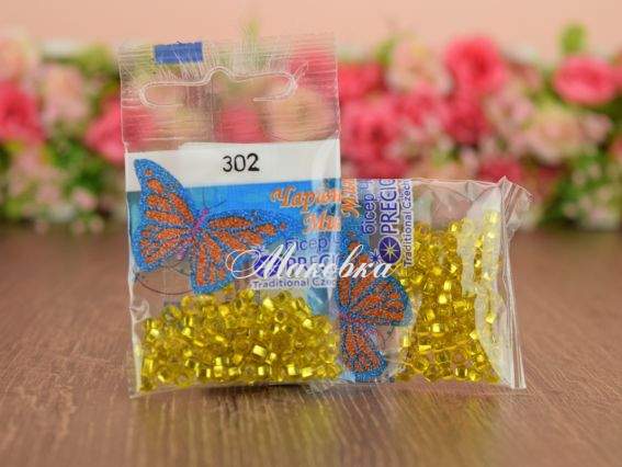 Бісер 5 гр Preciosa 302 разм. 6/0 прозрачный  серебро желтый
