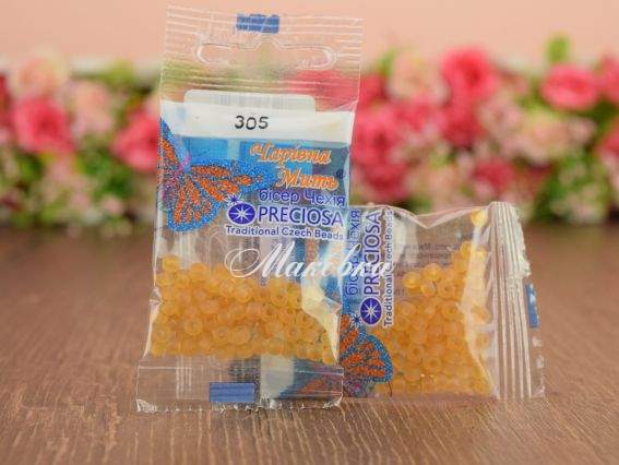 Бісер 5 гр Preciosa 305 разм. 6/0 матовый желтый