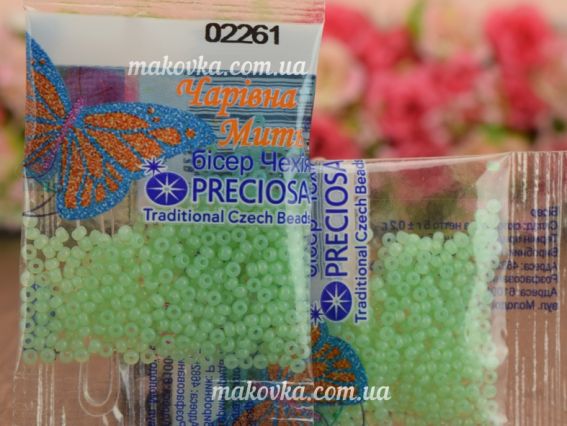 Бисер 5 гр Preciosa 02261 цветной алебастр, салатовый , ЧМ