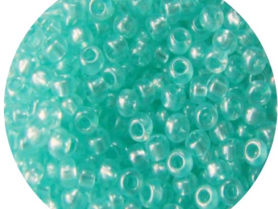 Чеський бісер 5 гр Preciosa 08158 Кришталево-прозорий з перловим прокрасом, св.бірюзовий