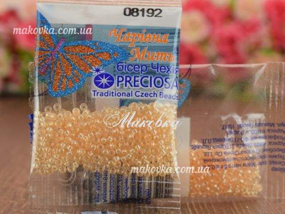 Бисер 5 гр Preciosa 08192 Кристально-прозрачный с жемчужным прокрасом, желтый, ЧМ
