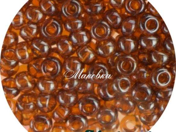 Бисер 5 гр Preciosa 16090 прозрачный блестящий коричневый, ЧМ