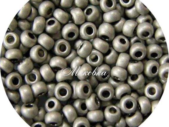 Бисер 5 гр Preciosa 18542 металлик матовый серый, ЧМ