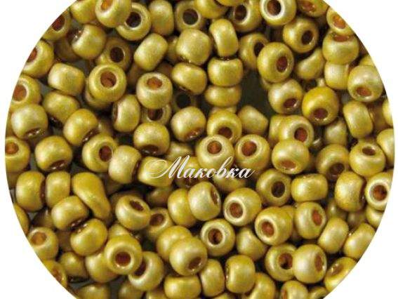 Бисер 5 гр Preciosa 18586 металлик матовый св. желтый, золото, ЧМ