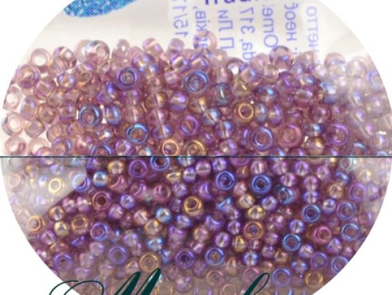 Бісер 5 гр Preciosa 21010 прозрачный радужный сиренево-розовый 