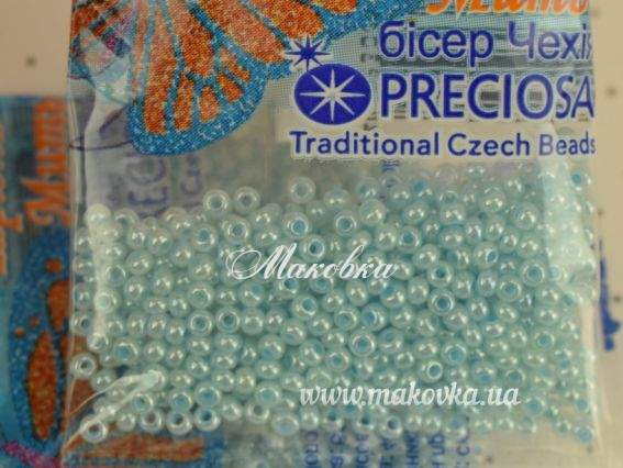 Бісер 5 гр Preciosa 37132 Жемчужный Цейлон, голубой , ЧМ