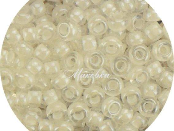 Бисер 5 гр Preciosa 38102 прозрачный с цветным прокрасом блестящий, белый