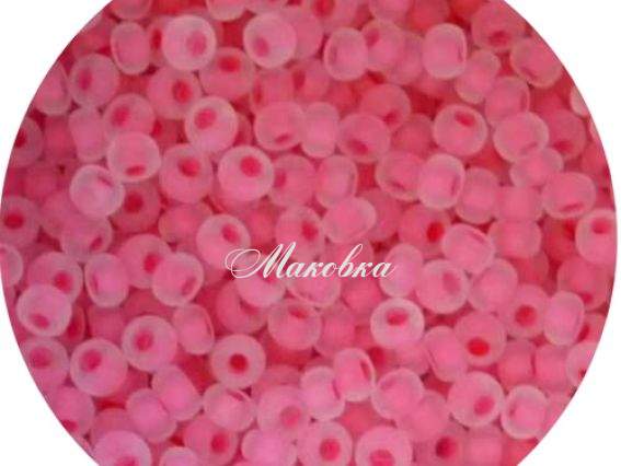 Бисер 5 гр Preciosa 38398 МАТОВЫЙ прозрачный окрашен внутри, розовый, ЧМ