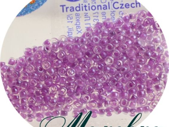 Бисер 5 гр Preciosa 38628 прозрачный окрашенный внутри, сиреневый
