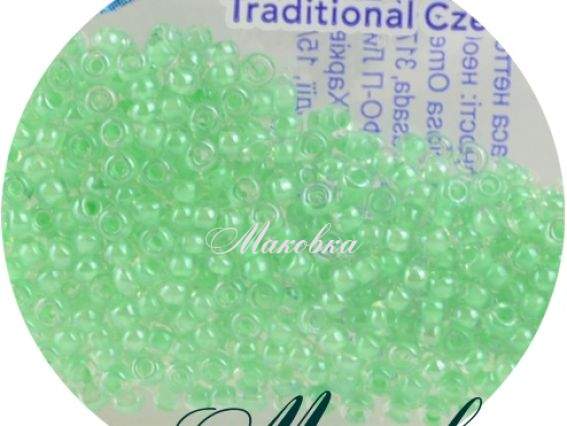 Бисер 5 гр Preciosa 38652 прозрачный окрашенный внутри, салатовый