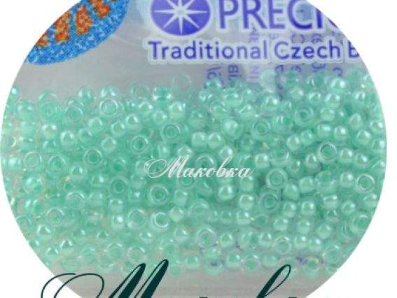 Бисер 5 гр Preciosa 38653 прозрачный окрашенный внутри, салатовый, ЧМ