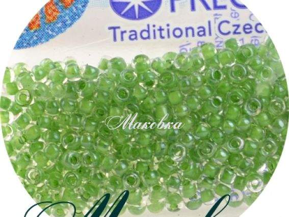 Бисер 5 гр Preciosa 38657 прозрачный окрашенный внутри, зеленый