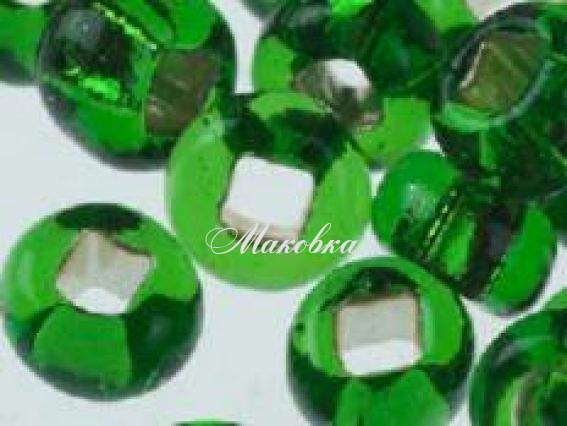 Бисер 5 гр Preciosa 57120 прозрачный серебро зеленый ЧМ