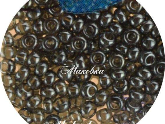 Бисер 5 гр Preciosa 46010 прозрачный блестящий черно-серый, ЧМ