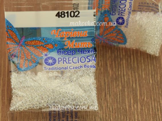 Preciosa чеський бісер 5 гр колір 48102 перловий прозорий прозорий білий