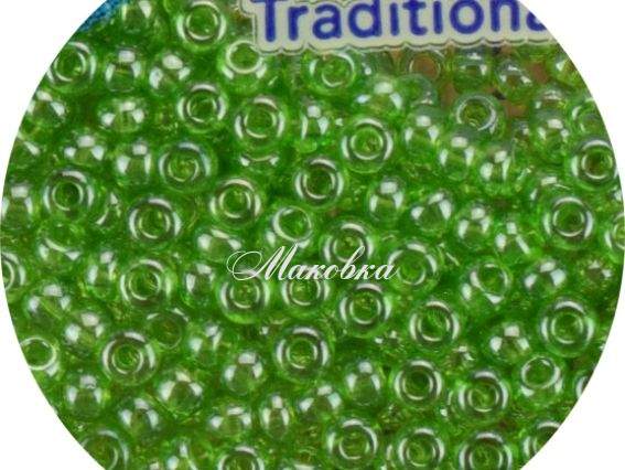 Бисер 5 гр Preciosa 56430 прозрачный блестящий светло-зеленый, ЧМ
