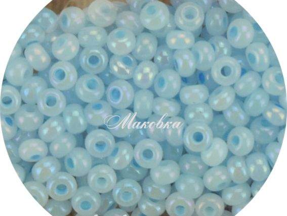 Бисер 5 гр Preciosa 57534 алебастр цветной радужный, голубой, ЧМ