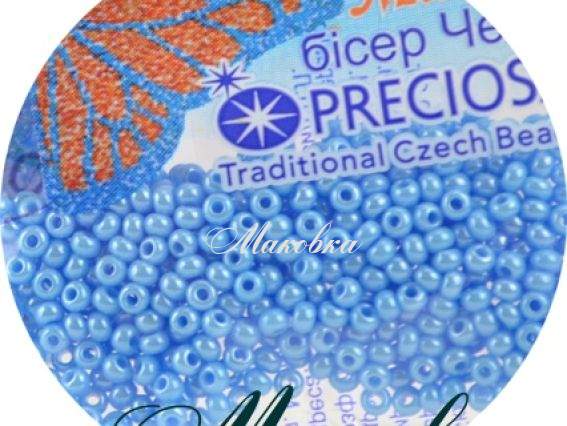 Бисер 5 гр Preciosa 68020 непрозрачный блестящий, голубой, ЧМ
