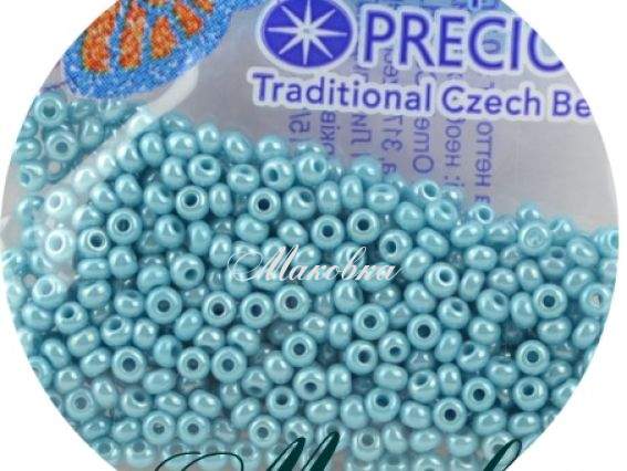 Бисер 5 гр Preciosa 68030 непрозрачный блестящий, голубой (морская волна)