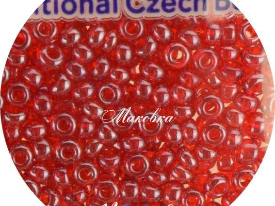 Бисер 5 гр Preciosa 96070 прозрачный блестящий красный , ЧМ
