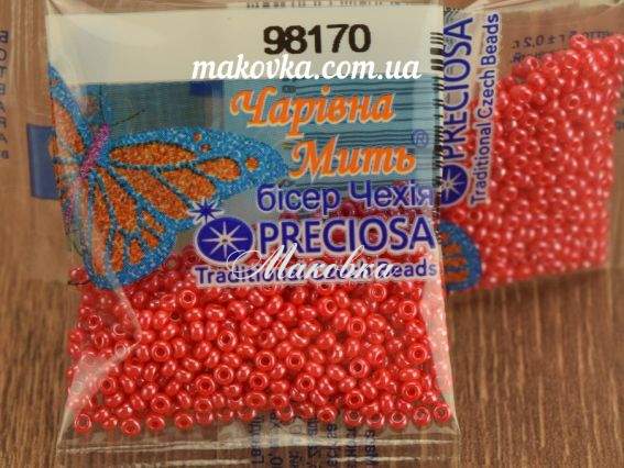 Бисер 5 гр Preciosa 98170 непрозрачный блестящий красный ЧМ