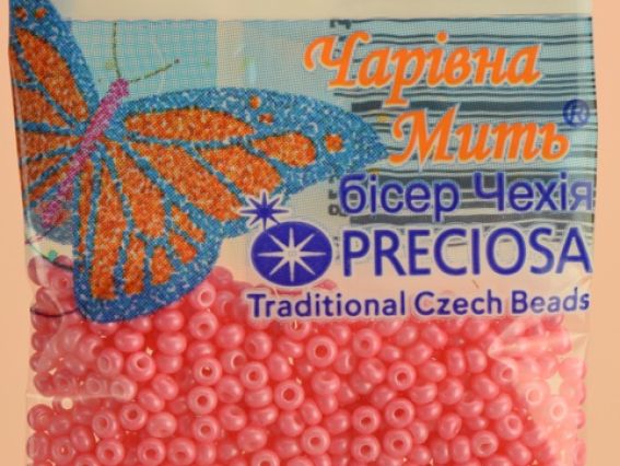 Чеський бісер 5 гр Preciosa 16998 крейдований кольоровий рожевий