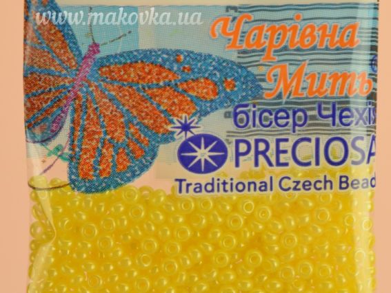 Чеський бісер Preciosa 17386 непрозрачний блискучий світло-жовтий 5 гр 