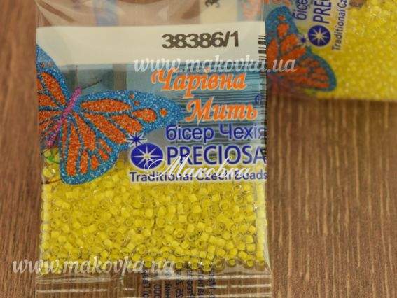Бисер 5 гр Preciosa 38386/1 прозрачный окрашенный внутри, желтый