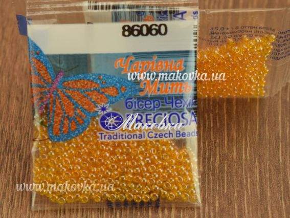Бисер 5 гр Preciosa 86060 прозрачный блестящий янтарь, ЧМ