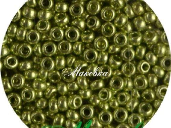 Чешский бісер Preciosa №10/0, круглый, цвет 18154 металлик зеленый