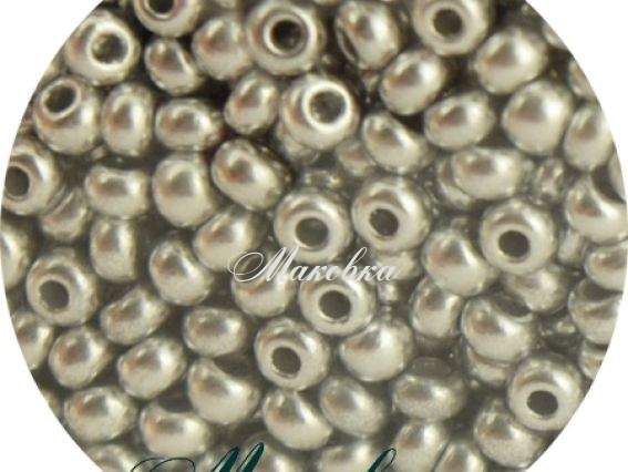 Чешский бісер Preciosa №10/0, круглый, цвет 01700 металлик серебро