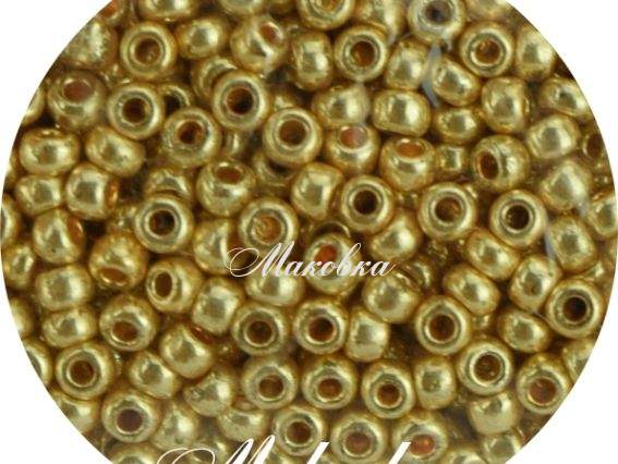 Чешский бісер Preciosa №10/0, круглый, цвет 18383 металлик золото