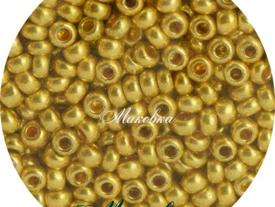 Чешский бісер Preciosa №10/0, круглый, цвет 18388 металлик светлое золото 50 г