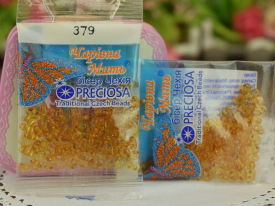 Бисер 5 гр Preciosa 379, ТВИН прозрачный желтый